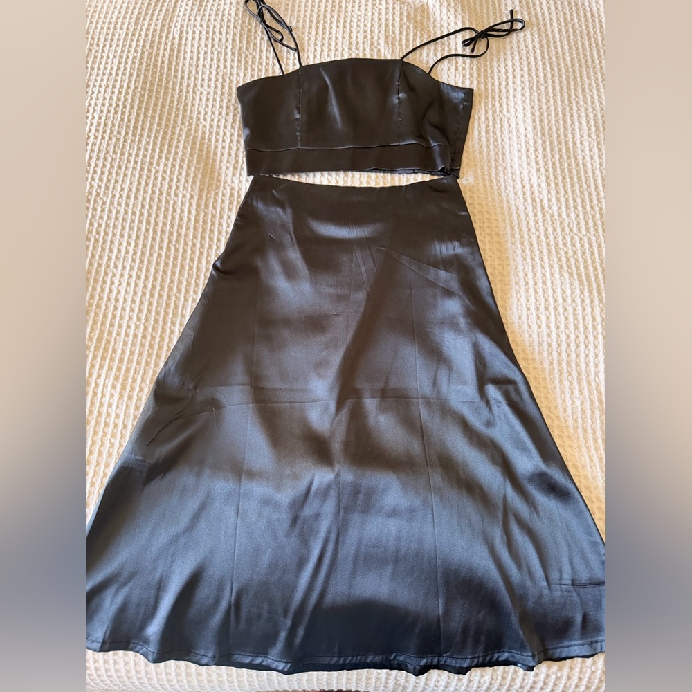 Stylish Black Satin Midi Dress